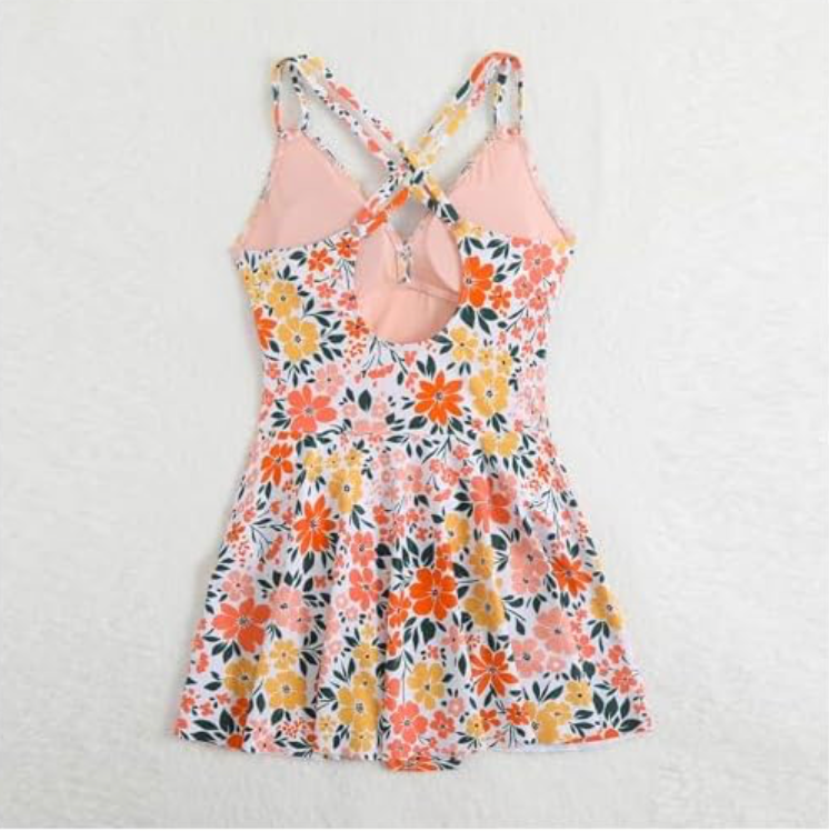 Flora Corail Maillot de bain une pièce jupe intégrée